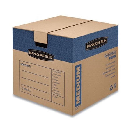 MOVING & STORAGE BOXES, MD, REGULAR SLOTTED CONTAINER RSC, 18inX18inX16in, BROWN KRAFT/BLUE, 8CT